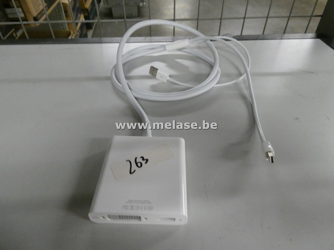 Koppelstukje Mini-displayport -> DVI + USB A verlenging "Apple"